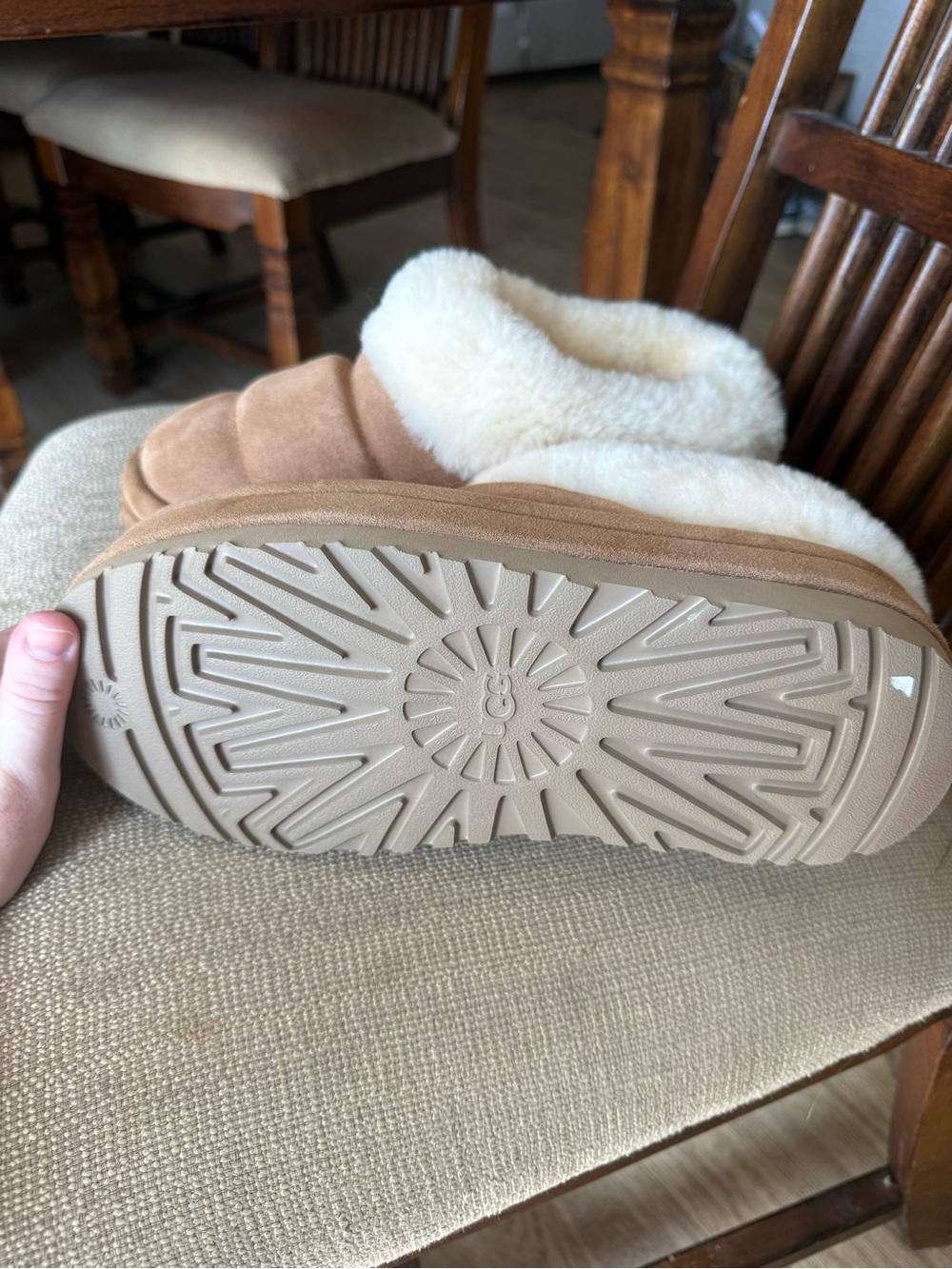UGG Chestnut Suede Shearling Bootie Slippers - Picture 3 of 5